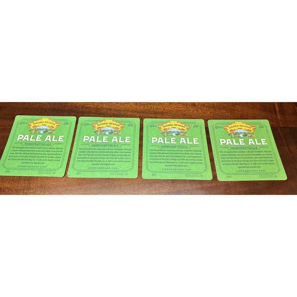 Sierra Nevada Pale Ale Beer Coasters – Double-Sided (Front & Back), Western Nort